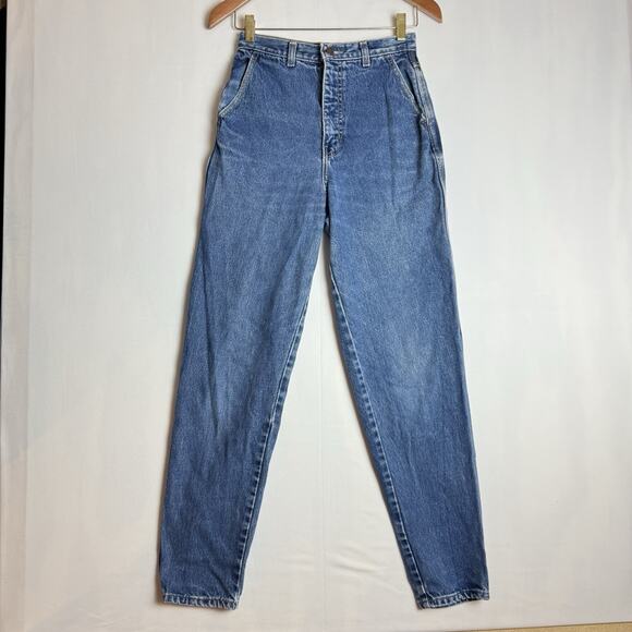 CALVIN KLEIN Vintage 70s-80s USA Made Faded Tapered Mom Blue Jeans Womens 10 - Picture 3 of 12